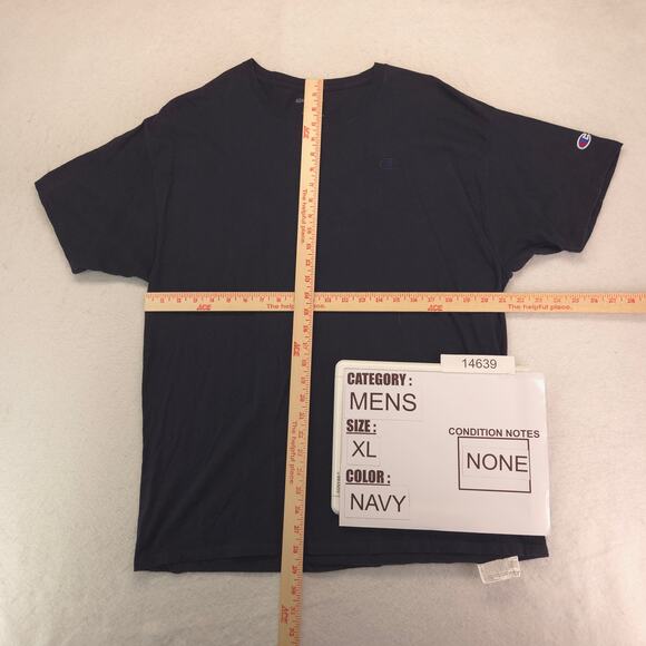 Champion Casual Short Sleeve Crew Neck T Shirt Mens Size Extra Large XL Navy - Picture 5 of 6